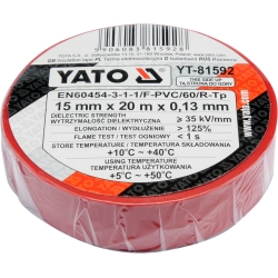 Taśma elektroizolacyjna 15mmx20mx0,13mm czerwona YT-81592 YATO