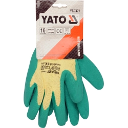 Rękawice robocze zielone, bawełna, latex YT-7471 YATO