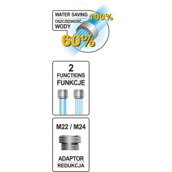 Perlator reduktor przepływu wody długi M22/M24 2, funkcje 75329 FALA