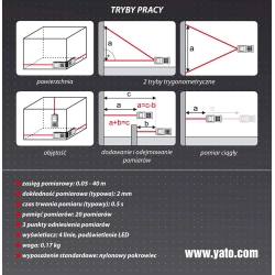 Dalmierz laserowy 0.05-40m YT-73125 YATO
