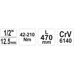 Klucz dynamometryczny 1/2'' 42-210 nm YT-0760 YATO